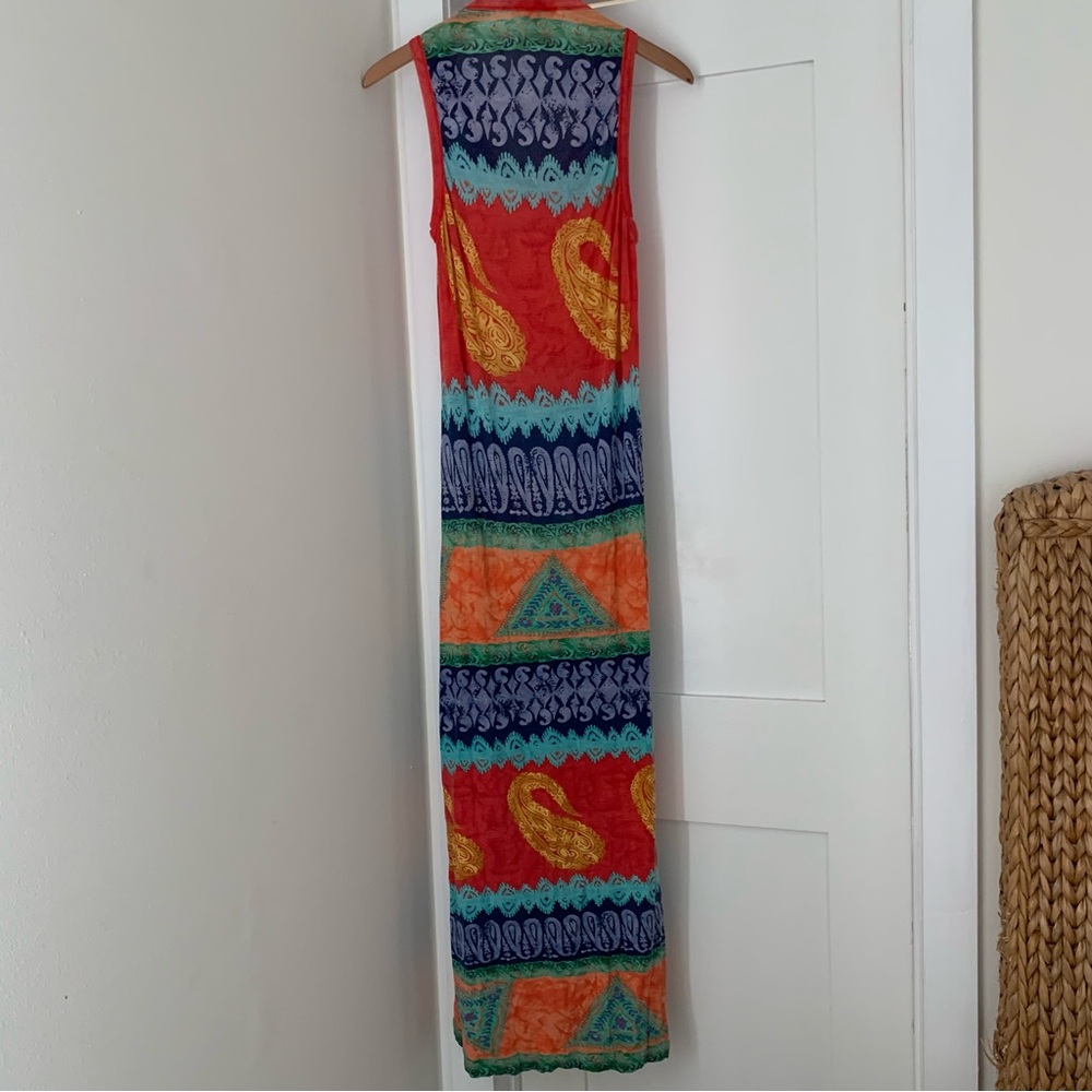 Ralph Lauren Orange Paisley Maxi Long Dress - Picture 4 of 6